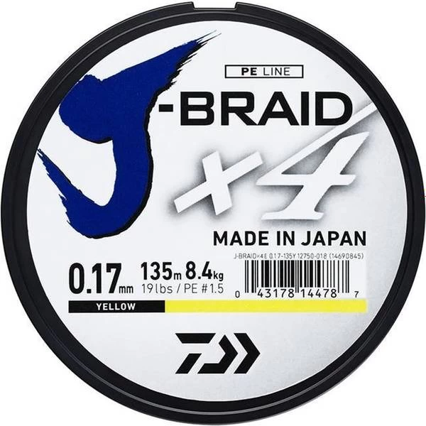 Daiwa J-Braid X4 0,21 Mm 135M Yellow 3 Daiwa J-Braid X4 0,21 Mm 135M Yellow